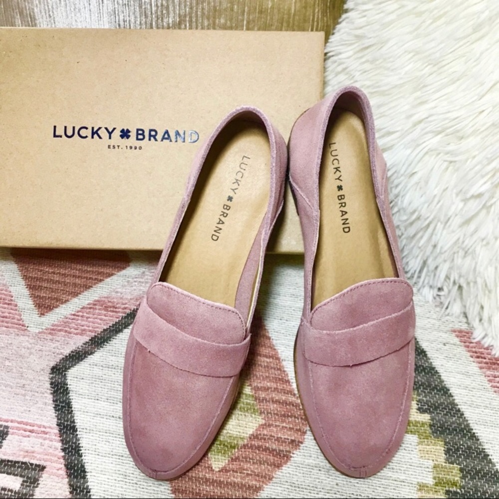 Lucky Brand Chennie Suede Stacked Heel Loafer NWT!